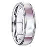 Women's Mother of Pearl Inlay Ring (Pink and White Shell Organic colors). Titanium Steel Ring Band - Ultra Light Weight