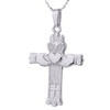 Claddagh Cross - Irish Celtic Pendant w/ Chain Necklace (Heart & Crown) - Stainless Steel Commitment Jewelry  irish cross pendant