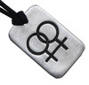 Double Female Symbol Dog Tag Lesbian Pendant - Silver Color Pewter LGBT Lesbian Necklace  lesbian pendants, lesbian pride jewelry, lesbian jewellery, lesbian pride pendants, gay pendants, rainbow pendants, pride pendants, gay pride jewelry, gay pride pendants, rainbow flag pendants, pride pendant,