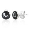 Hot Girl - Stud Earrings (Black Circle & White Girl) Female Pride Lesbians, sexy woman earrings, lipstick lesbians, pride earrings, lesbian stud earrings,  hot girl logo earrings,  lesbian earrings,  lesbian jewellery, lesbian pride earrings,