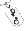 Smooth Dog Tag w/ Cut Out Male Female Symbols - LGBTQ Pride - Two Section Stainless Steel Pendant w/ Chain Necklace Included! bisexual pendant, bisexual necklace, bi pride pendant, bi pride necklaces