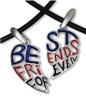 ark Cut Out - Best Friends Forever (BFF) - Blue Black Red - 2 Pewter Pendants with 2 black PVC ropes/chains included! BFF necklaces friendship