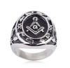 Freemason Ring / Masonic Ring Multi Symbol Design - Enamel & Steel Band Mason Ring