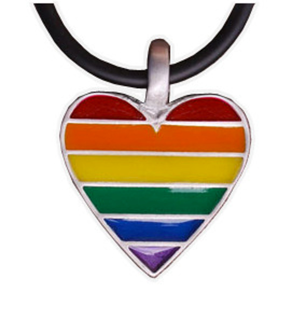 Rainbow Pride Heart - Gay & Lesbian LGBT Pride Pewter Necklace gay pendant, rainbow pendant, pride pendant, gay jewelry, pride pendants,
gay pride pendant, rainbow flag pendant, lesbian pride pendant,  lesbian jewelry, lesbian pendant,