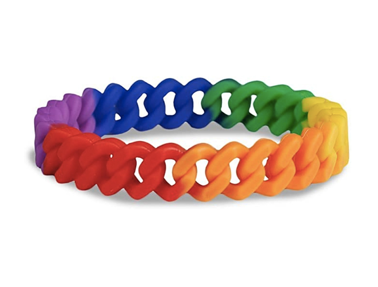 silicone chain bracelet rainbow - pride bracelets, gay jewelry, gay pride bracelets, rainbow flag bracelets, rainbow wristlets, rainbow wristbands, pride bracelet, lesbian jewellery, lesbian pride bracelets, lesbian pride jewelry,