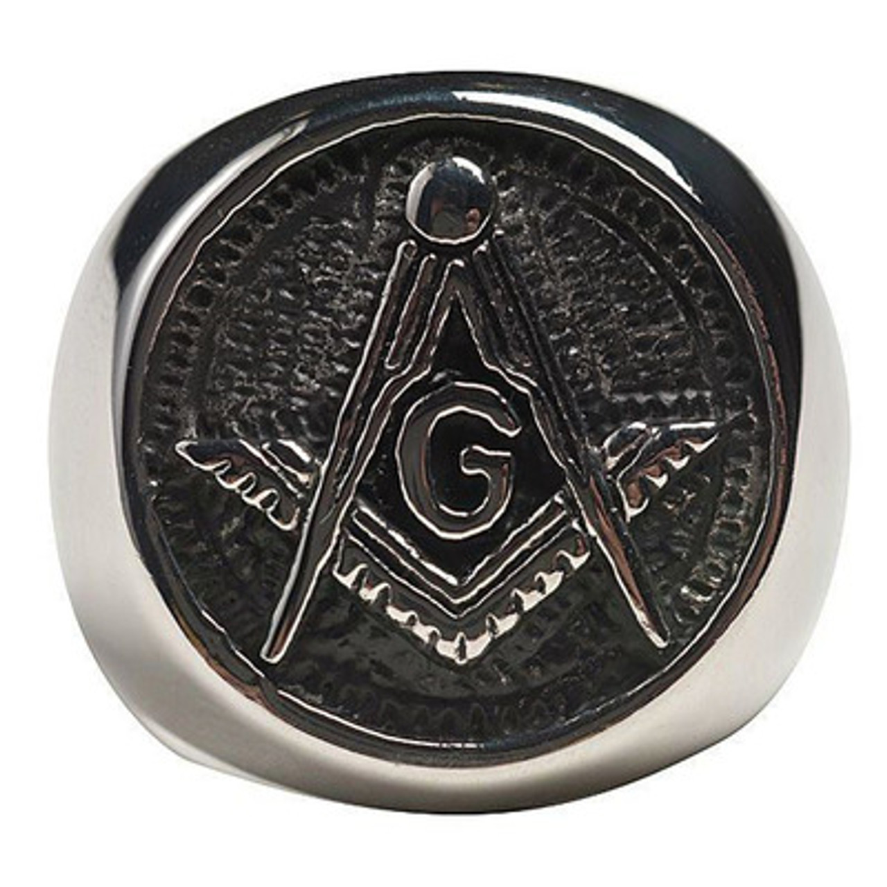 Freemason Ring / Masonic Rings - Chiseled Enamel and Steel Band for Masons