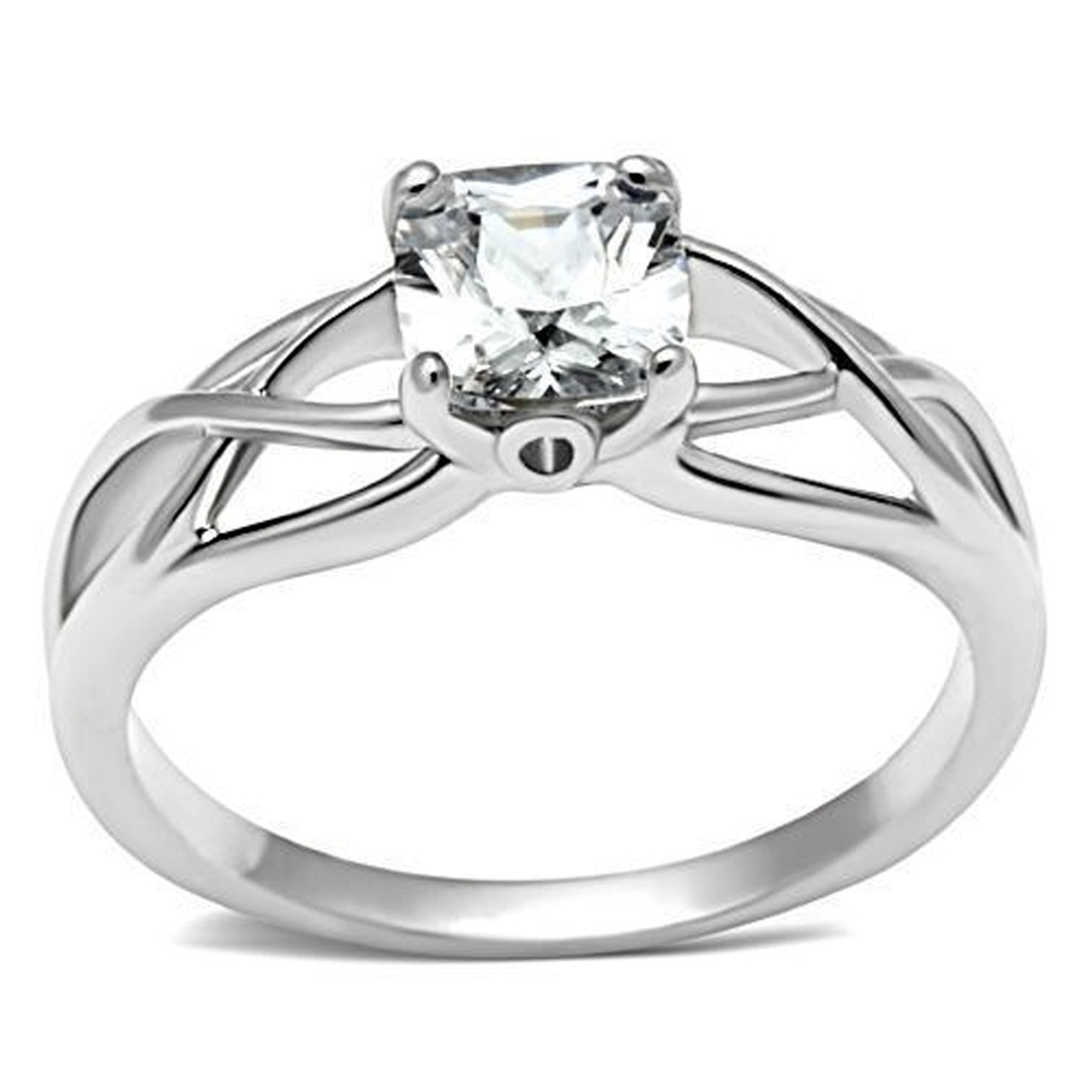 Elite Intertwined - Rhodium Solitaire Stone Commitment ring - Marriage / Engagement Band cheap  engagement rings for women