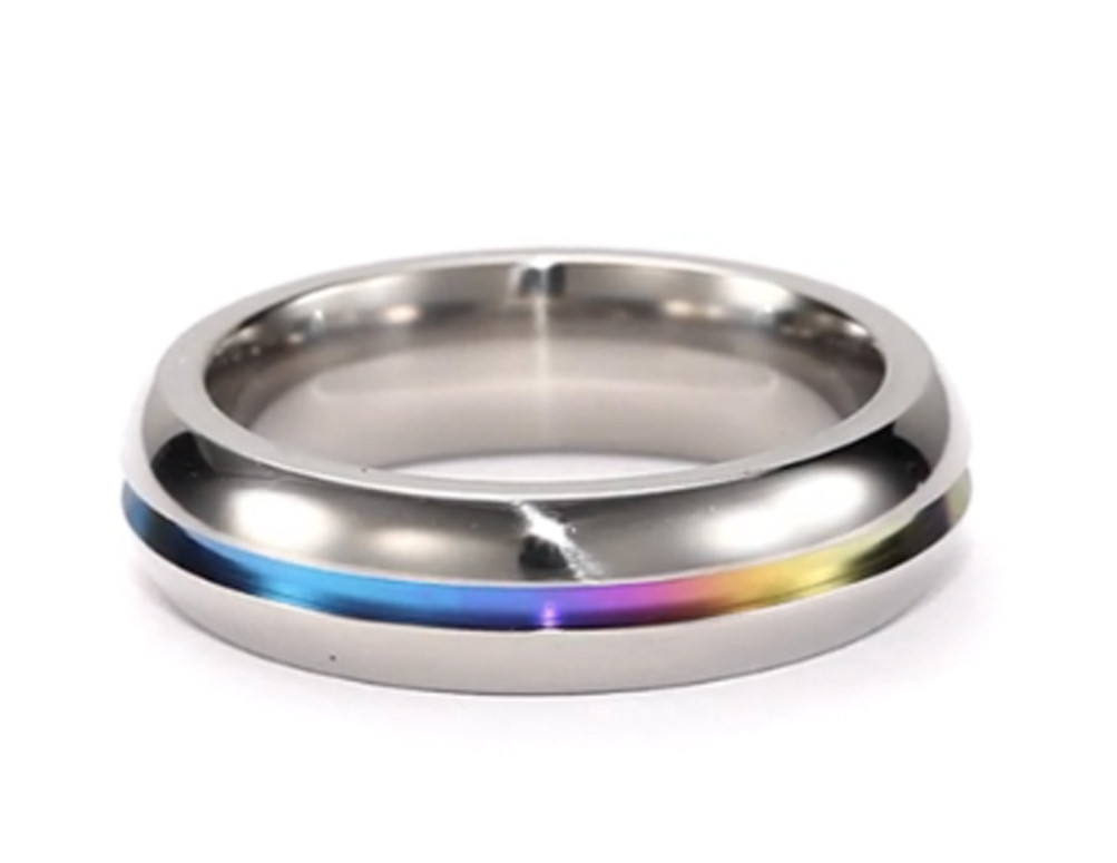 Rainbow Anodized Plain Ring - Gay & Lesbian Pride Stainless Steel