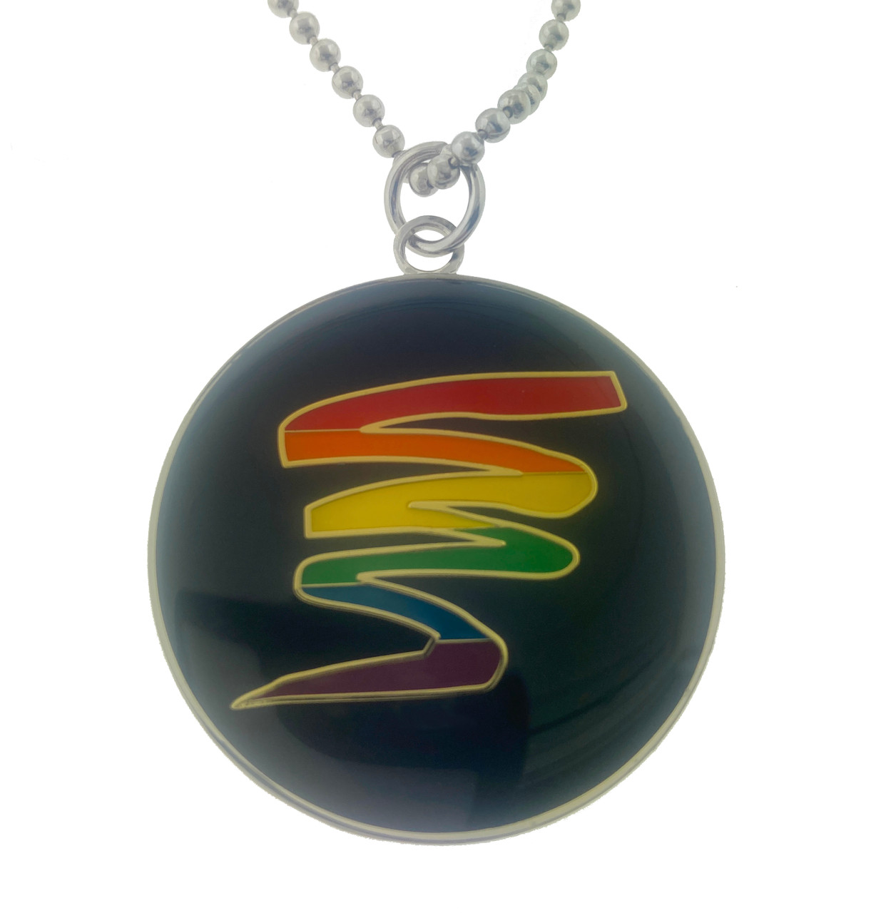 gay pride lightning bolt pendant, rainbow lightning bolt pendant, gay pride pendants, gay pride store near me, gay store, gay jewelry, LGBTQ jewelry, rainbow squiggle pendant, gay squiggle pendant,  lesbian pride pendant rainbow