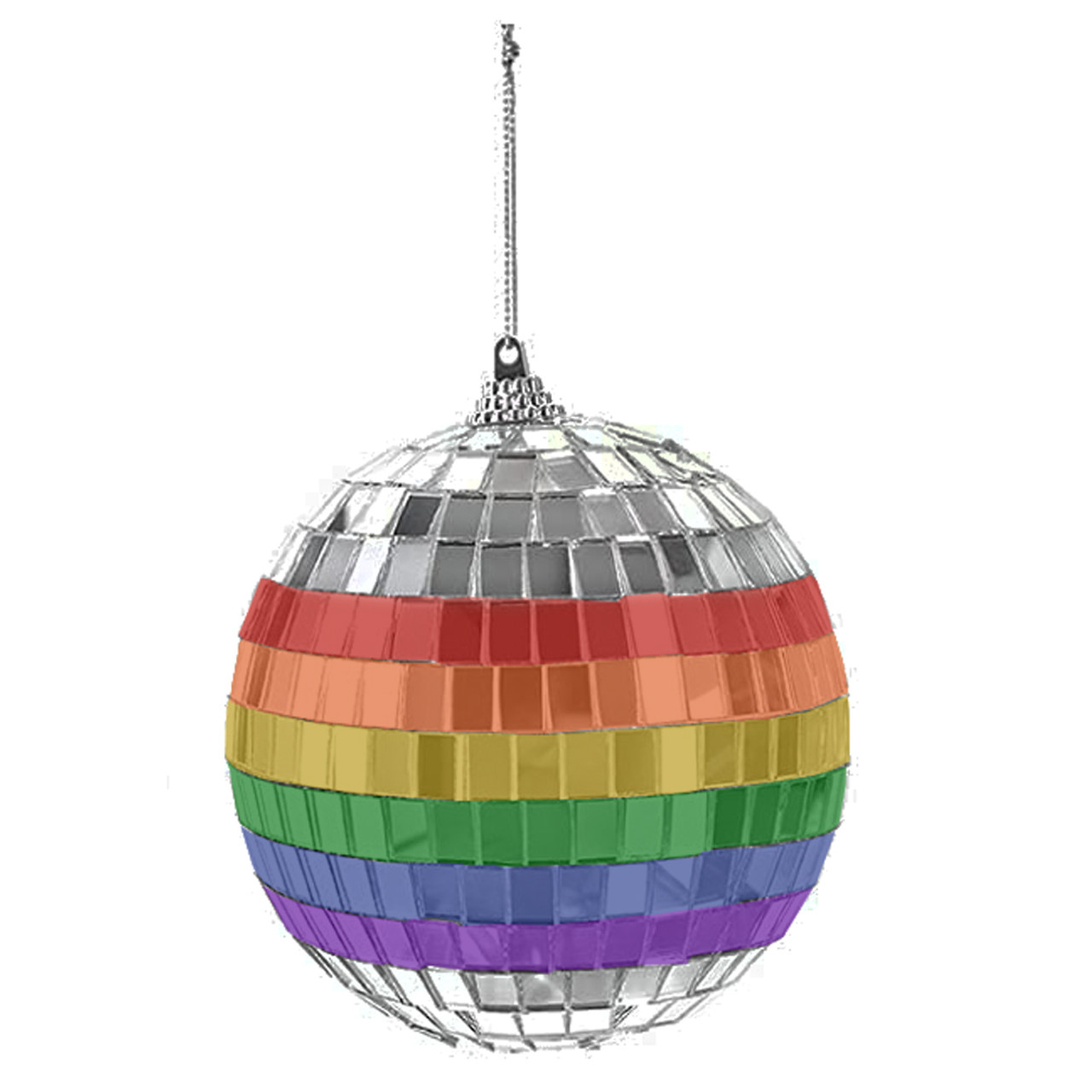 Mini Gay Pride Rainbow Disco Ball (Car Rear View Mirror OR Ornament) - LGBTQ Gay & Lesbian Pride Accessories - - car disco ball rainbow, rainbow christmas, gay christmas, ornament, lesbian christmas gift, gay christmas gift, lesbian car ornament