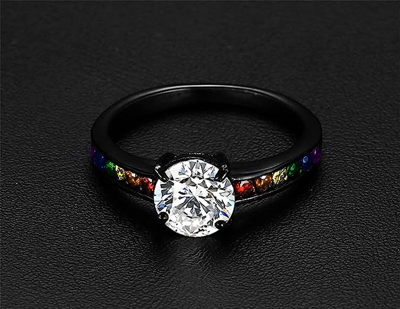 Amazon.com: Vanski Stainless Steel Gay Lesbian Rainbow Pride Ring for  Couples Wedding Engagement Band Jewelry : Clothing, Shoes & Jewelry