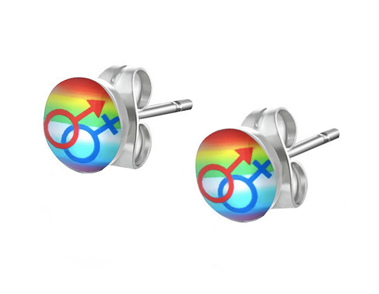 transgender pride earrings, trans pride earrings,  LGBT earrings, rainbow stud earrings