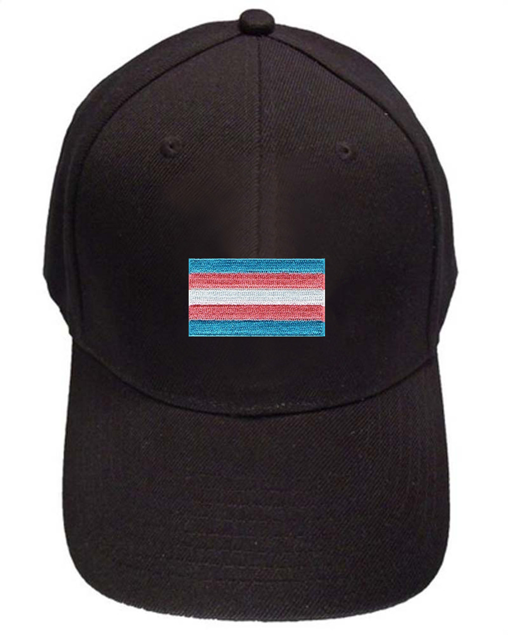 black Baseball Cap with LGBT Transgender Flag - LGBT Trans Pride Hat. LGBT Gay and Lesbian Pride Clothing & Apparel , transgender flag hat, trans pride hat, 