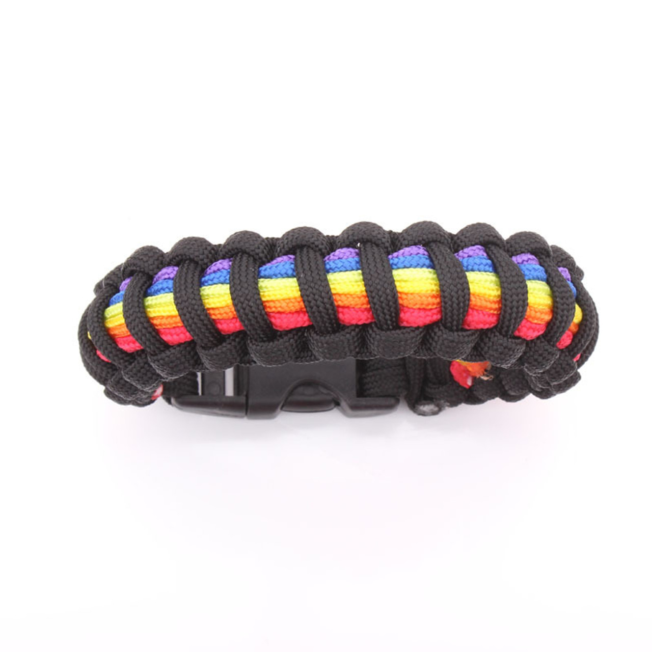 Black and Rainbow Flag Snap Clasp Paracord Bracelet Gay Pride Bracelet Lgbt Lesbian Pride Wristband - Lgbtq