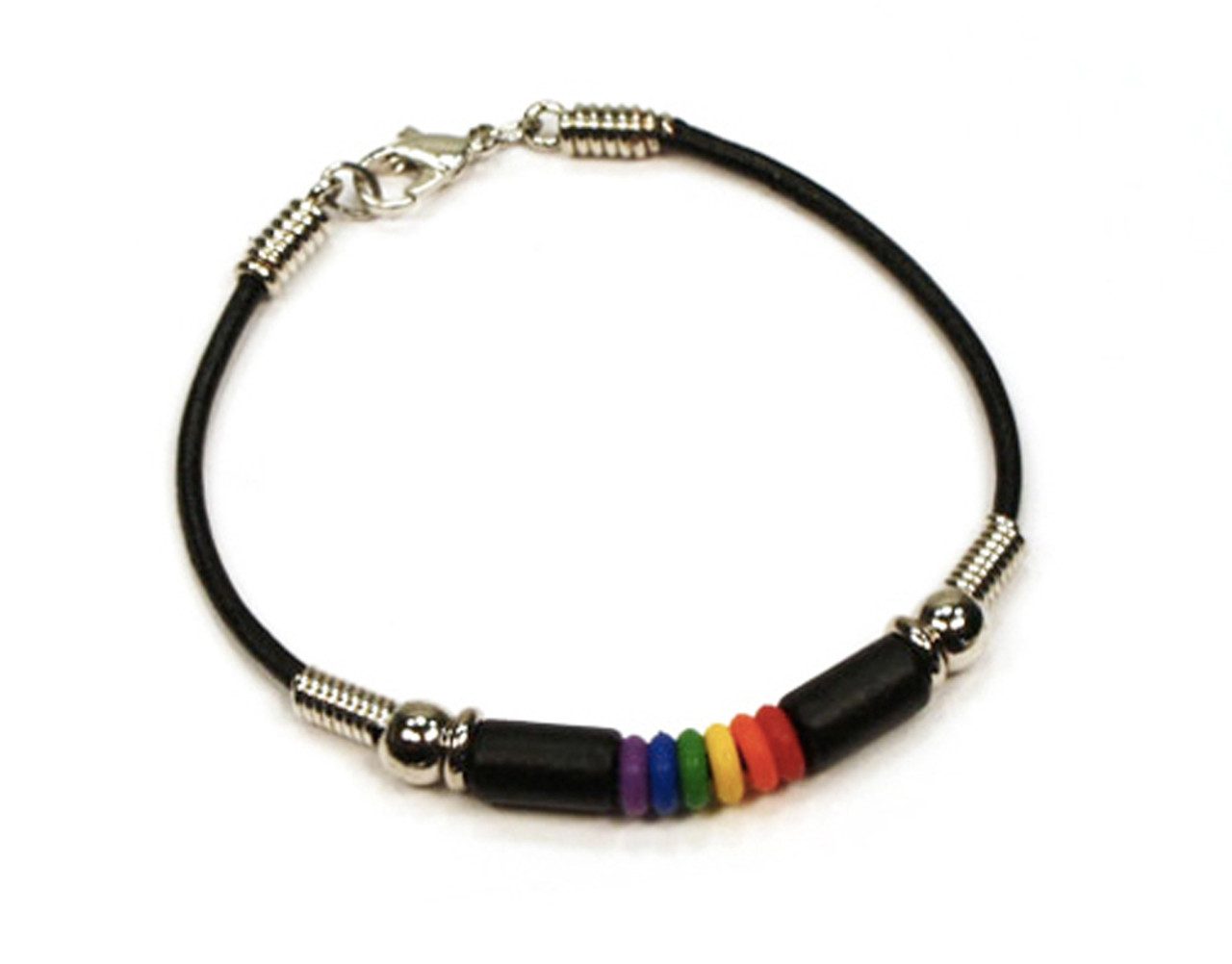 Sweet Style Gay Pride RainbowBlack Bead Wristlet Bracelet - Gay & Lesbian LGBT Pride, LGBTQ store near me, LGBTQ  bracelets