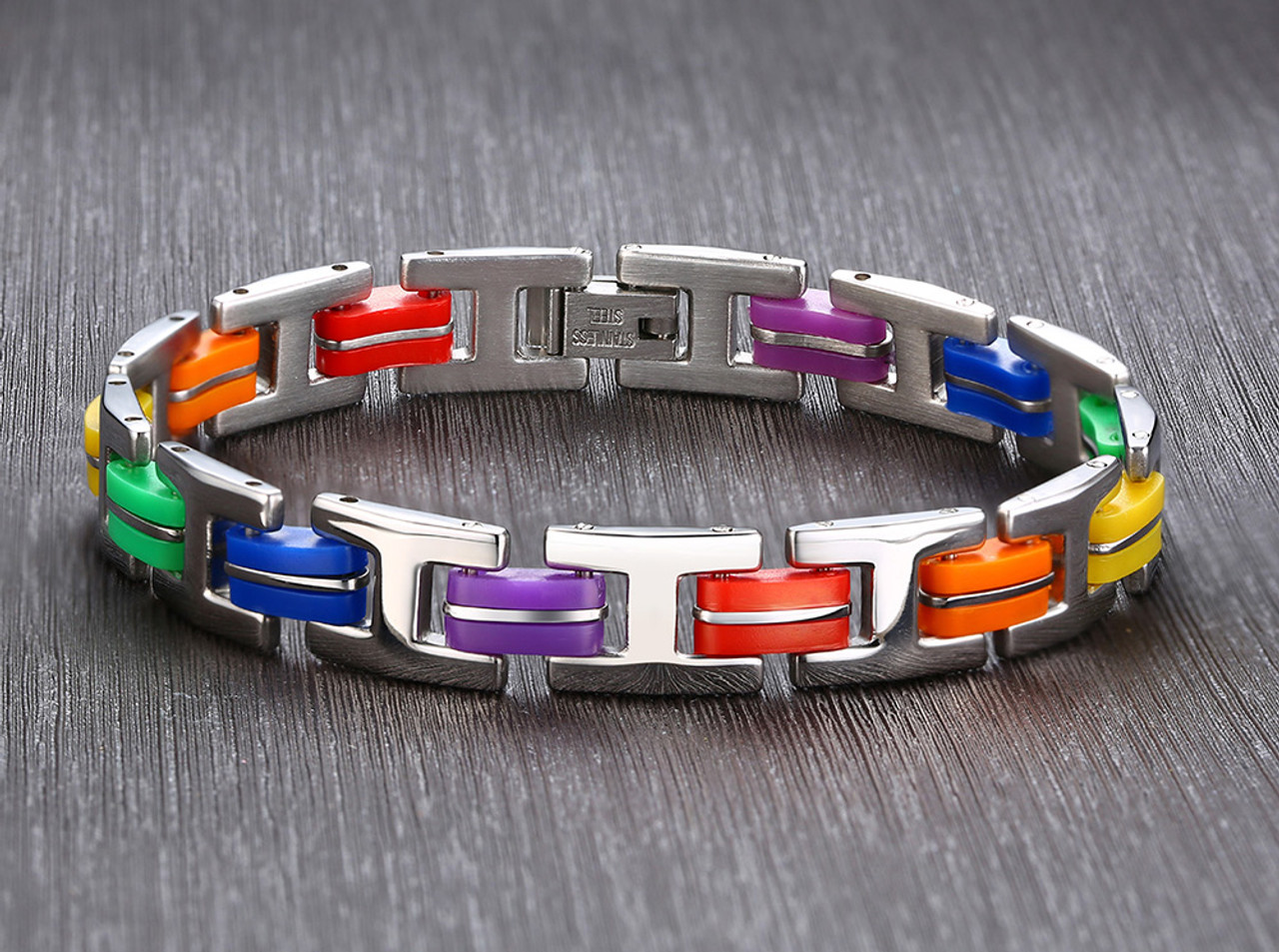 Paint Craft Colorful Box Chain Lgbt Bracelet Simple Men's Basic