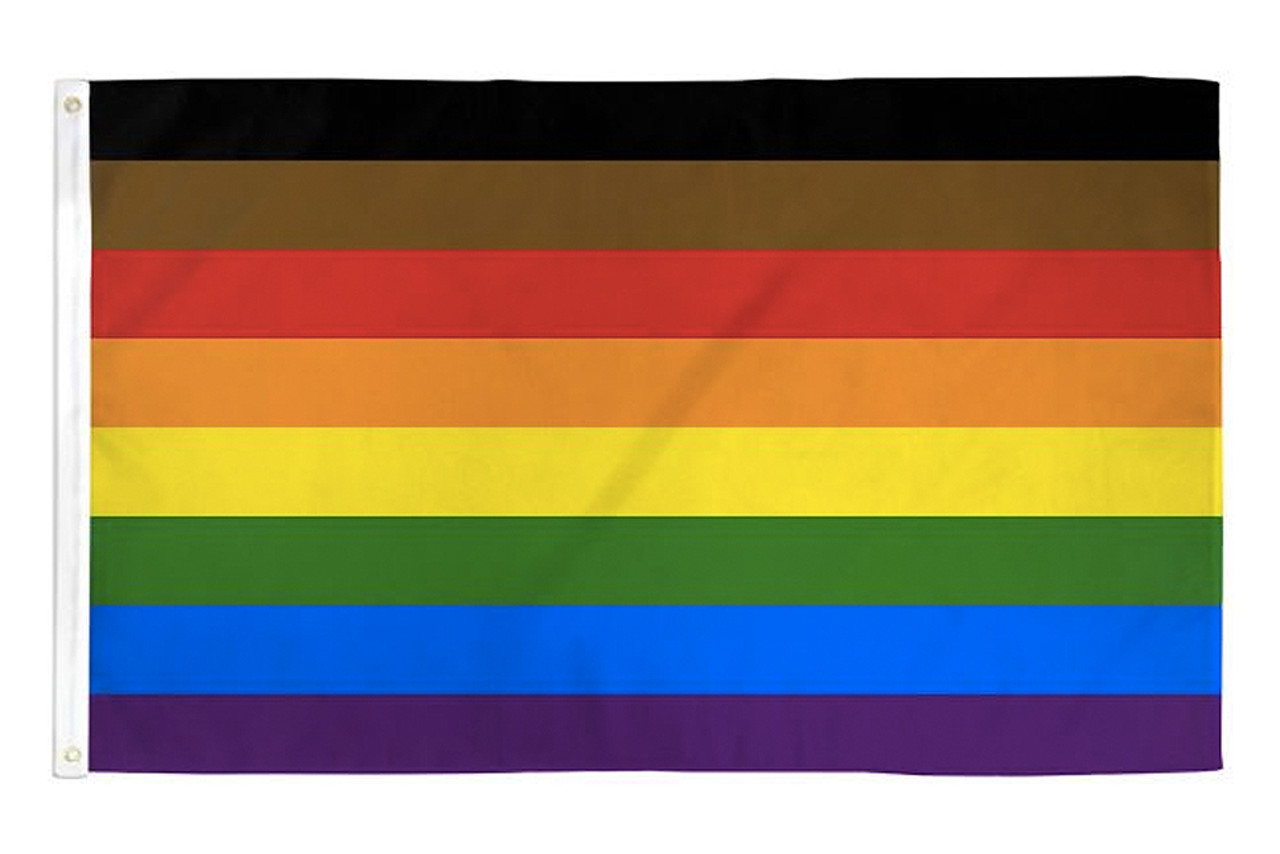 Gay Philly Flag Progressive Black and brown and Rainbow stripes - all pride flags, lesbian philly flag