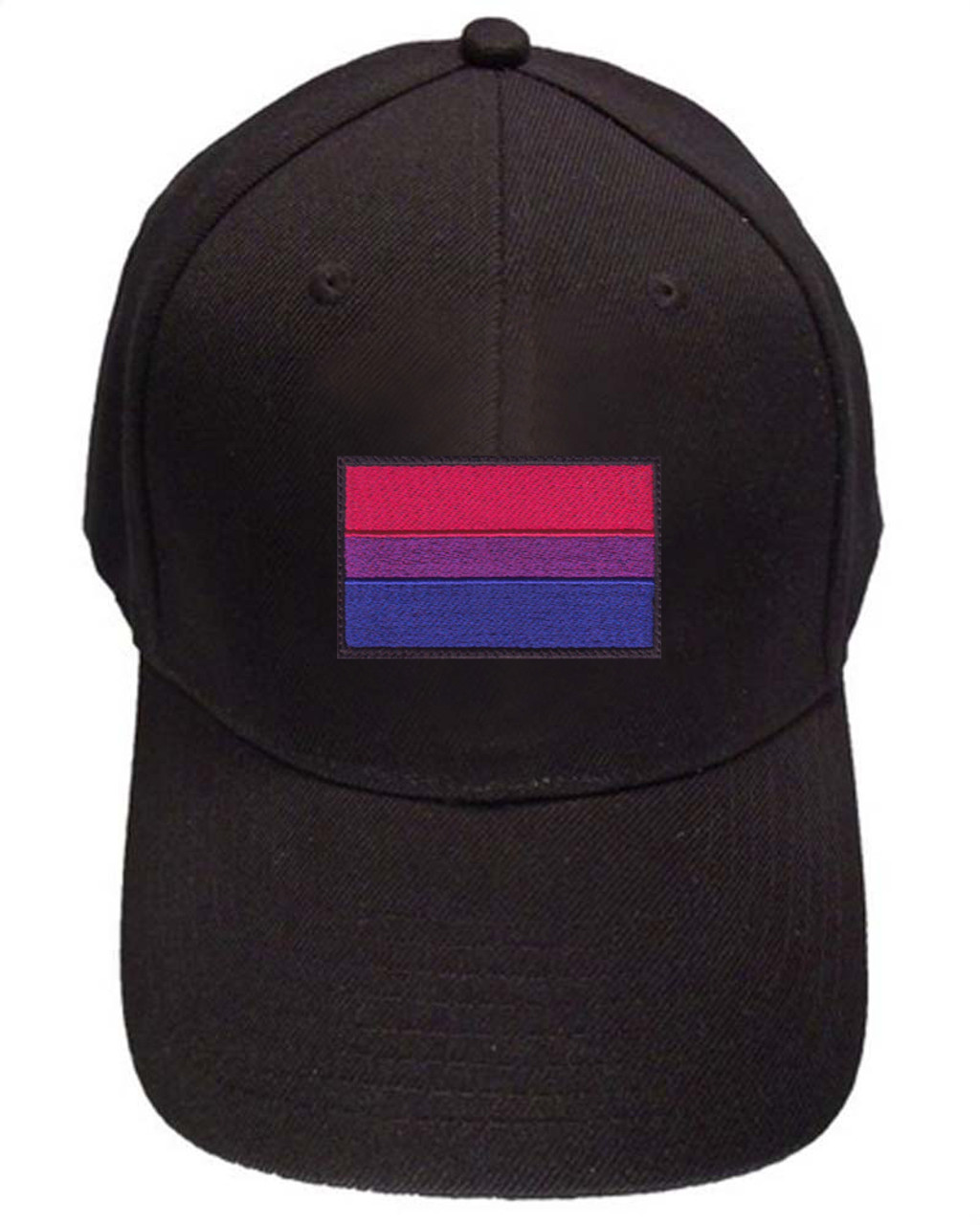 Black Baseball Cap with Standard Bisexual Pride Flag. Bi Pride Hat. Bi-Sexual Pride Clothing & Apparel ,Bisexual clothes, gay hat, bisexual pride flag