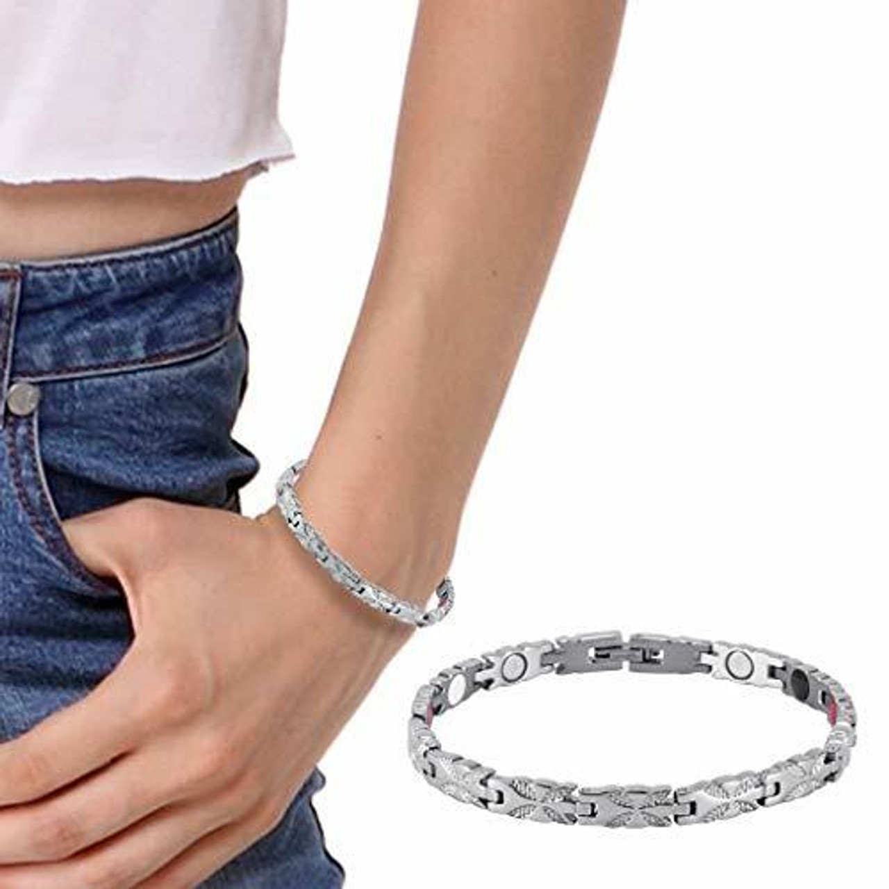 Titanium Lady's Magnetic Power Bracelet | Model BR-T-168 | HealthyLine