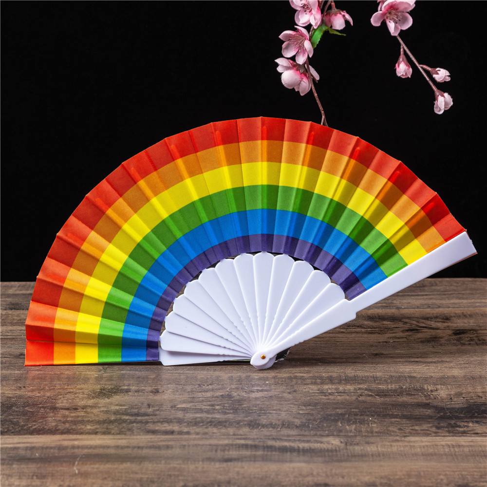 Folding Rainbow Hand Fan - Gay Pride Rainbow Flag Fan -  LGBTQ Gay & Lesbian Pride Party Supplies