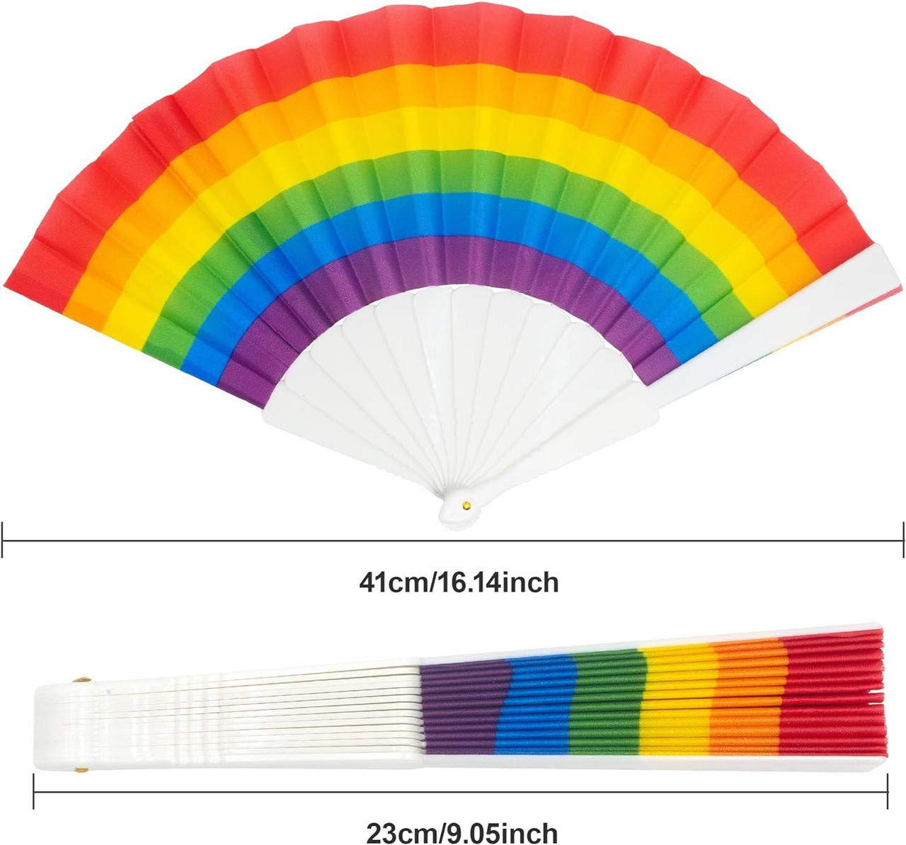 Folding Rainbow Hand Fan - Gay Pride Rainbow Flag Fan -  LGBTQ Gay & Lesbian Pride Party Supplies