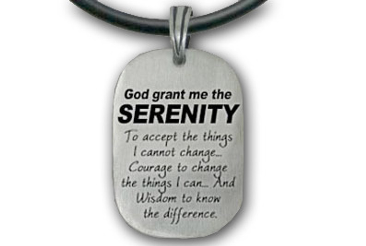 Serenity Prayer Necklace - God Grant Me The Serenity... Pewter Pendant w/ black PVC rope/chain included! sobriety pendants