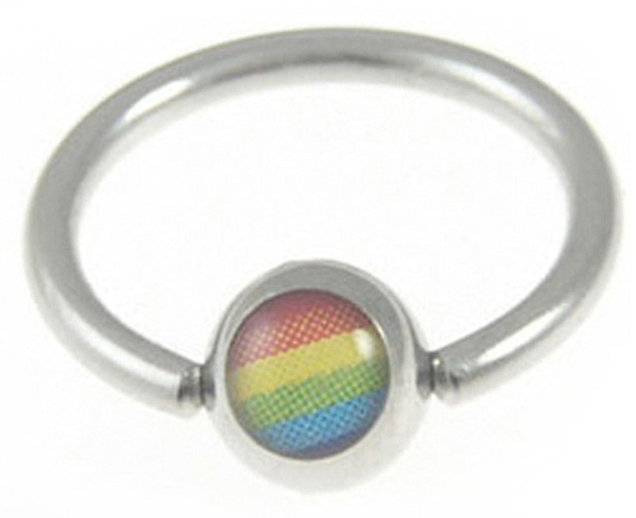 Rainbow Captive Bead Ring - Gay & Lesbian Pride (Eyebrow, Nipple / Belly & Body Jewelry) , lesbian body jewelry, rainbow nipple ring, gay body  jewellery, gay eyebrow ring, lesbian eyebrow ring, rainbow eye brow ring gay nipple rings, lesbian nipple rings, LGBTQ nipple rings, gay body jewelry, 