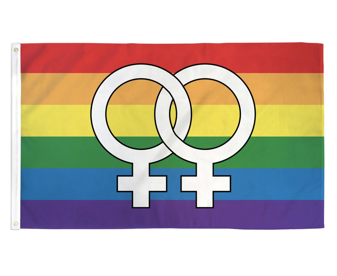 Rainbow Flag / Lesbian Pride Flag (Double Female Venus Symbols) - 3 x 5 Polyester Gay Flag , lipstick lesbian flag, lesbian rainbow flag, gay pride store