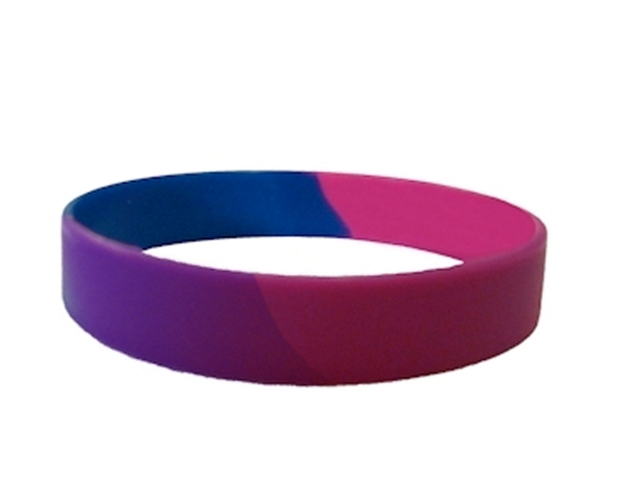 Bisexual Pride Silicone Bracelet Wristlet - LGBT Pride Wristband w/ Bi Pride Flag Colors