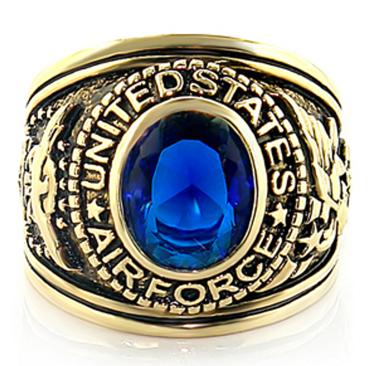 Air Force - USAF Military Ring (Gold with Blue Stone)