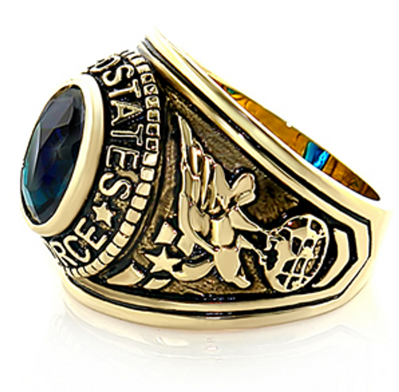 Air Force - USAF Military Ring (Gold with Blue Stone)