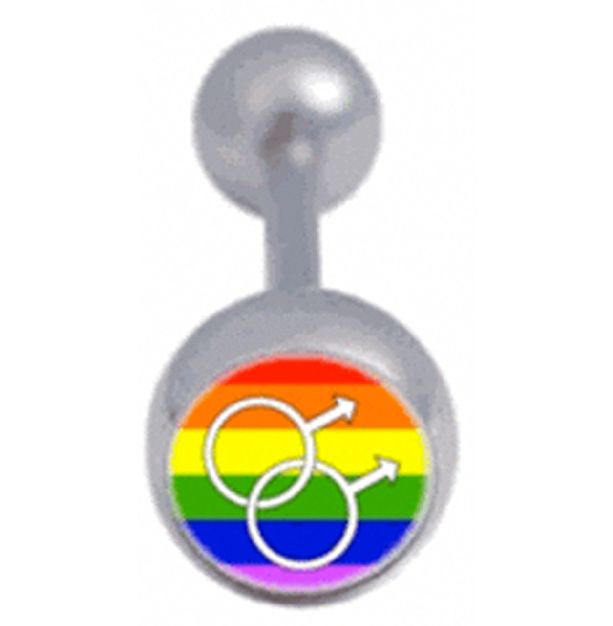 Rainbow Male Gay Pride Tongue Ring Barbell (Gay Pride Body Jewelry)  

 rainbow tongue rings, gay pride tongue rings, gay pride tongue ring, LGBTQ tongue ring, gay mens body jewellery, gay body jewellery, pride, body jewellery, gay pride barbell, rainbow barbell, gay bear, bear pride