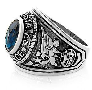 Air Force - USAF Military Ring (Stainless Steel with Blue Stone