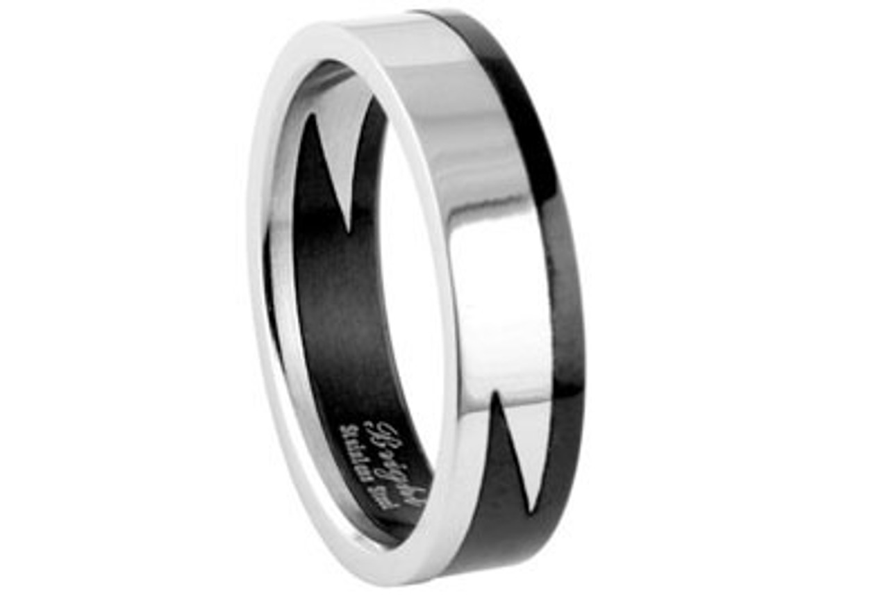 lightning Style Biker Ring - Gothic 316L Stainless Steel (2 piece sectional band) biker jewelry