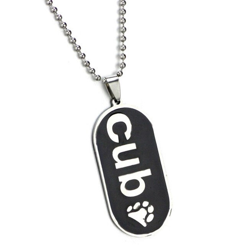Pendant "Cub" with Paw Comical Gay Pride Black Dog Tag Necklace - LGBT Men's Gay Pride Jewelry