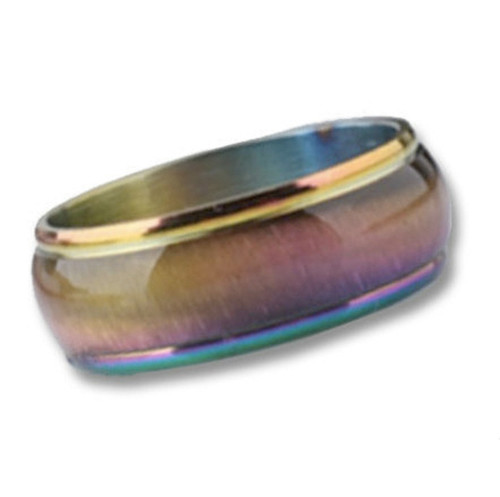 Anodized Rainbow Beveled Ring - Gay and Lesbian LGBT Pride Jewelry,  lesbian pride ring, gay flag ring, gay pride rigs for men
