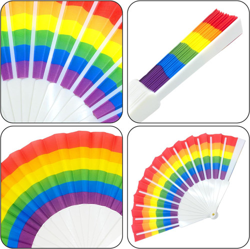 Folding Rainbow Hand Fan - Gay Pride Rainbow Flag Fan -  LGBTQ Gay & Lesbian Pride Party Supplies