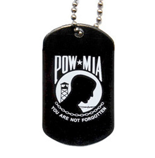 POW - Prisoner of War - Black and White Military Dog Tag Necklace