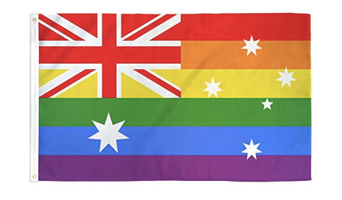 Gay Flag Australia - 3 x 5 Polyester Australian Pride Rainbow Flag / Gay Flag