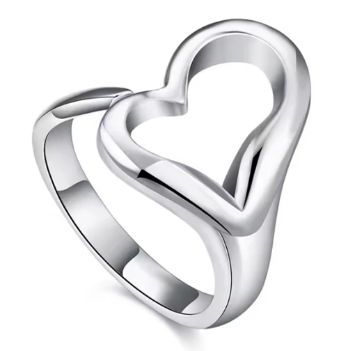 Heart Ring - Adjustable - One Size Fits All (.925 Sterling Silver Electroplated Ring), heart rings for women, heart shaped ring, ladies, gift