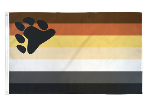 Bear Pride Flag / Gay Pride (Paw Symbol) - 3 x 5 Polyester Flag , gay bears LGBTQ flags