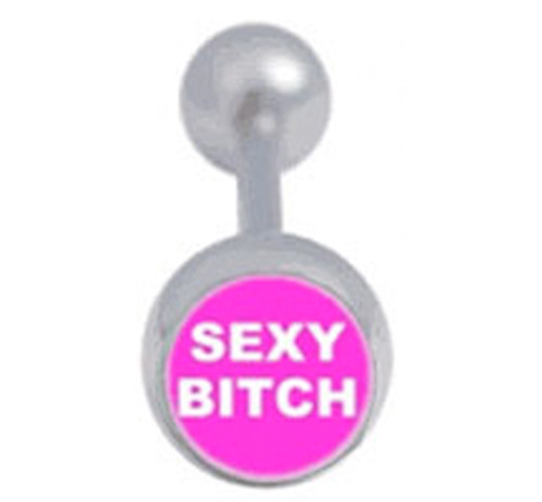 Sexy Bitch Pink Tongue Ring (Body Jewelry)