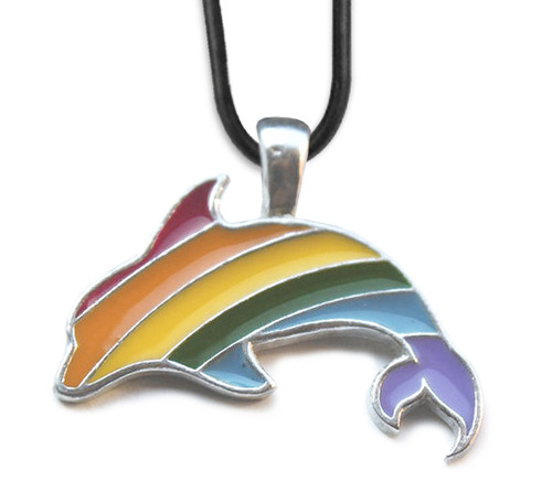 Gay Rainbow Dolphin Pendant Lgbt Gay And Lesbian Pride Necklace