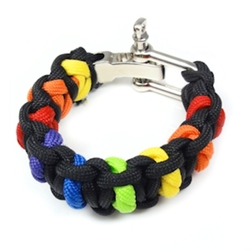 Black and Rainbow Paracord Bracelet - Gay Pride Bracelet - LGBT Lesbian Pride Wristband gay bracelet, rainbow bracelet,  pride bracelet, gay jewelry, gay pride bracelet, rainbow flag bracelet, rainbow wristlet, rainbow wristband pride bracelet, lesbian pride bracelet, lesbian wristlet, lesbian wristband, lesbian bracelet, lesbian jewelry,