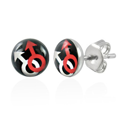 1 Pair Hip Hop stainless steel Red Black Stone Set Stud Earrings for Men  Women Unisex Jewelry Drop Shipping - AliExpress