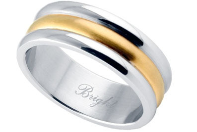 Click to get Stainless Steel Ring w 14K Gold IP Center  Wedding Marriage Band