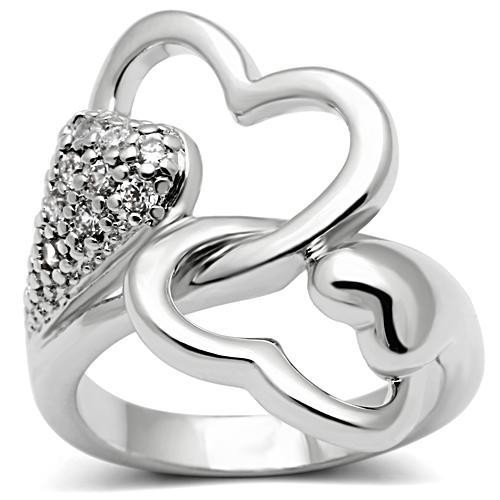 Click to get Melt My Heart  Rhodium Plated Commitment ring w CZ Stones  Silver Color Poesy Promise Ring
