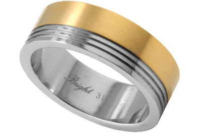 Click to get Stainless Steel Ring w 14K Gold IP Top Section  Marriage Wedding Band Ring