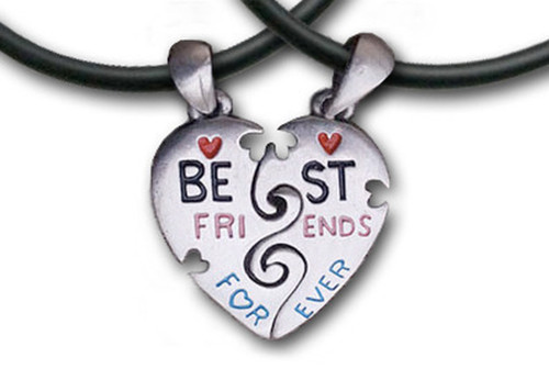Click to get Best Friends Forever BFF  2 Pewter Pendants with 2 black PVC ropeschains included