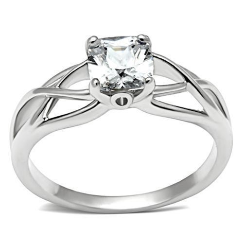 Click to get Elite Intertwined  Rhodium Solitaire Stone Commitment ring  Marriage  Engagement Band Silver Color